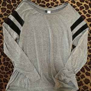 Marled & Mesh Stripe Long Sleeve